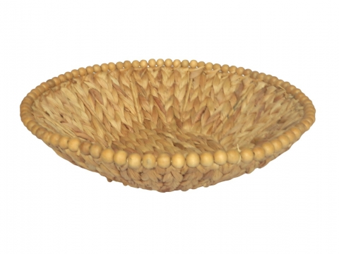 Water hycinth bowl with beads round